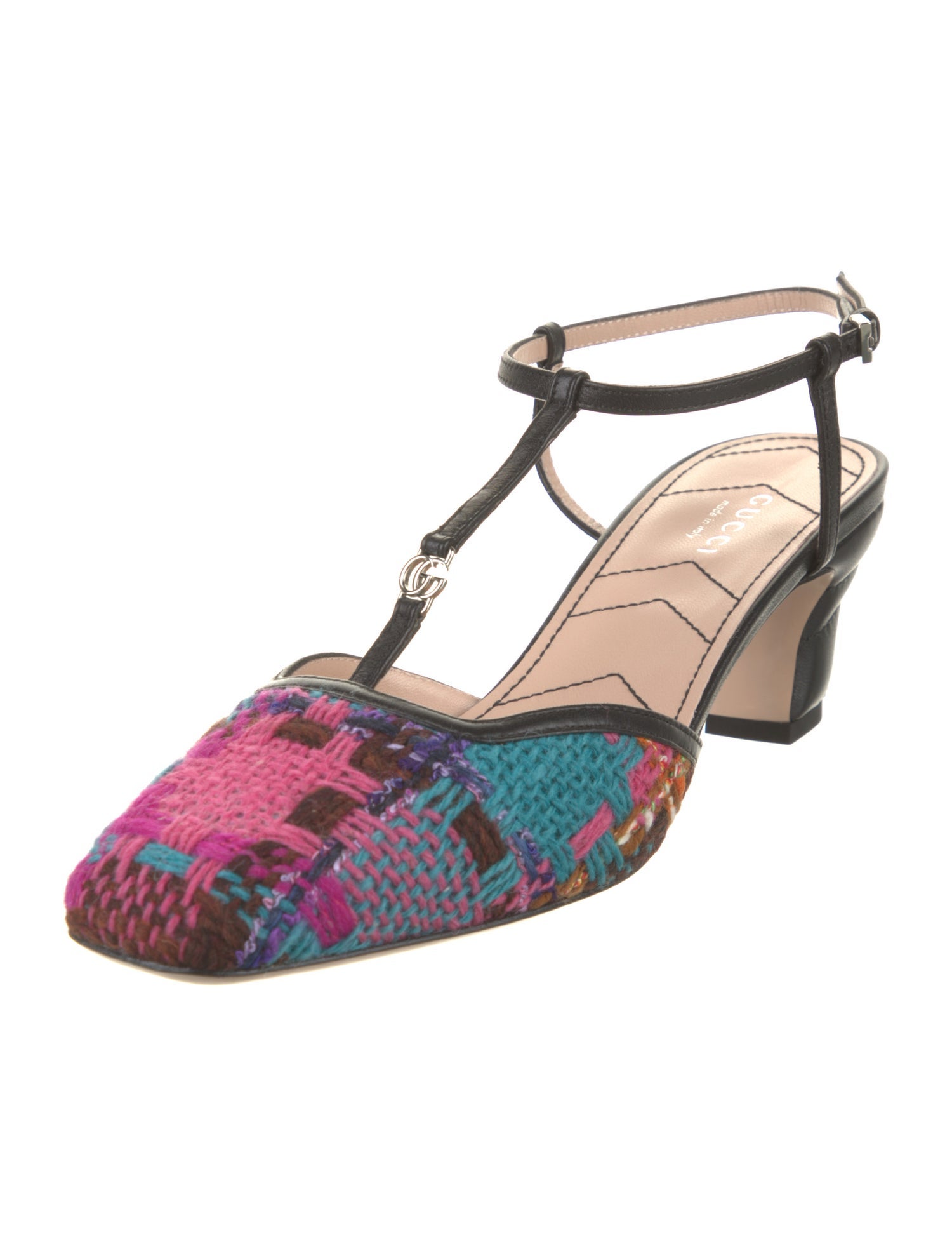 Gucci Patterned T-Strap Pumps