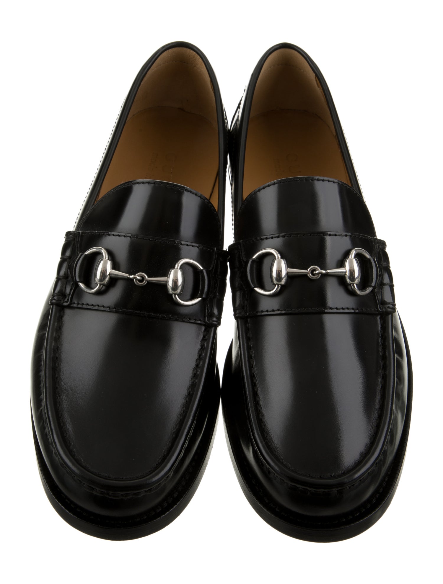 Gucci Horsebit Accent Patent Leather Dress Loafers