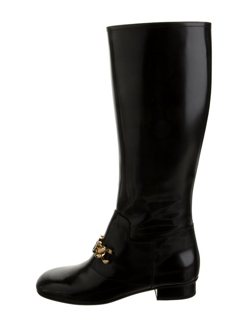 Gucci Leather Chain-Link Accents Riding Boots