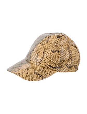 Gucci Logo Print Python-Trimmed Baseball Cap