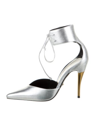 Gucci Leather Cutout Accent T-Strap Pumps