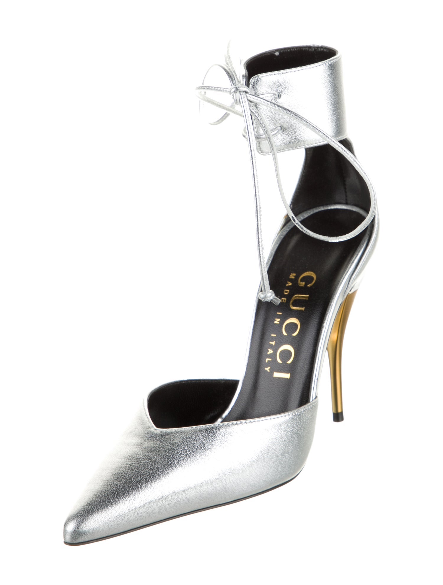 Gucci Leather Cutout Accent T-Strap Pumps