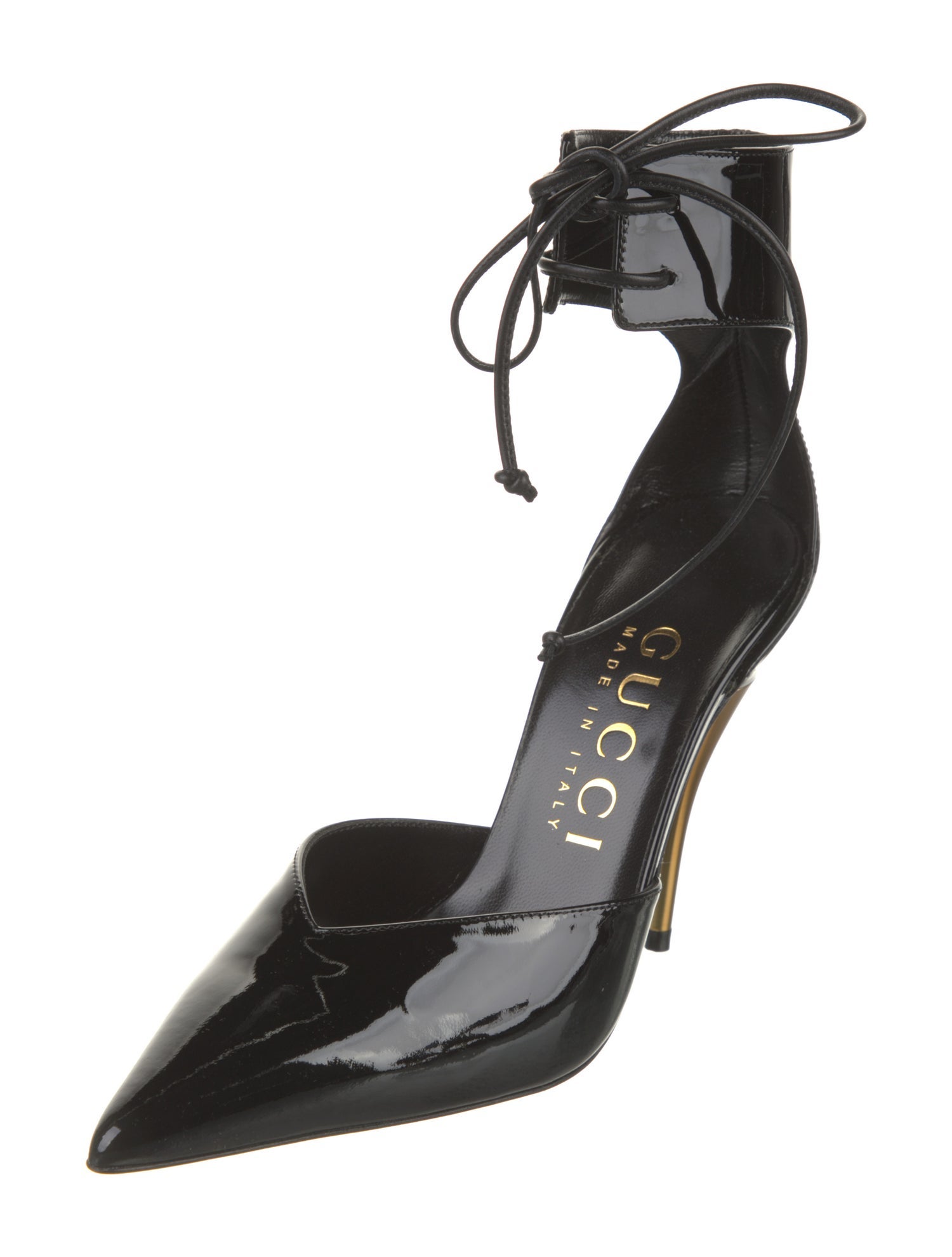 Gucci Patent Leather Cutout Accent D'Orsay Pumps