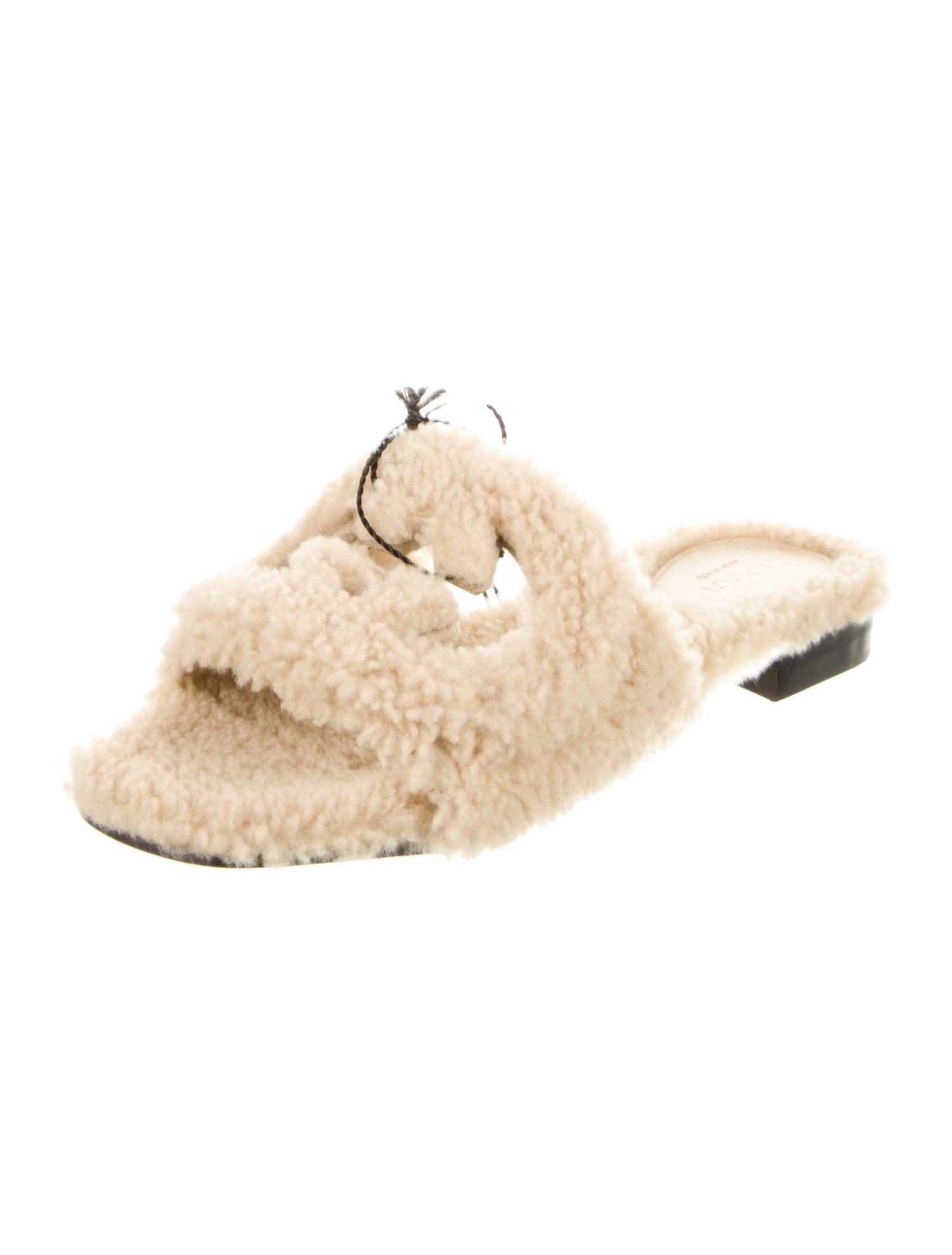 Gucci Interlocking G Logo Shearling Slides