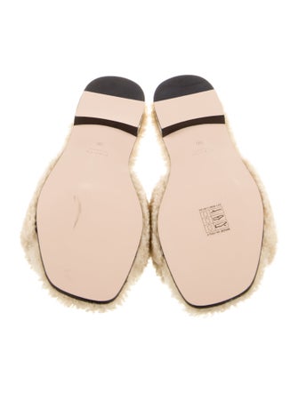 Gucci Interlocking G Logo Shearling Slides