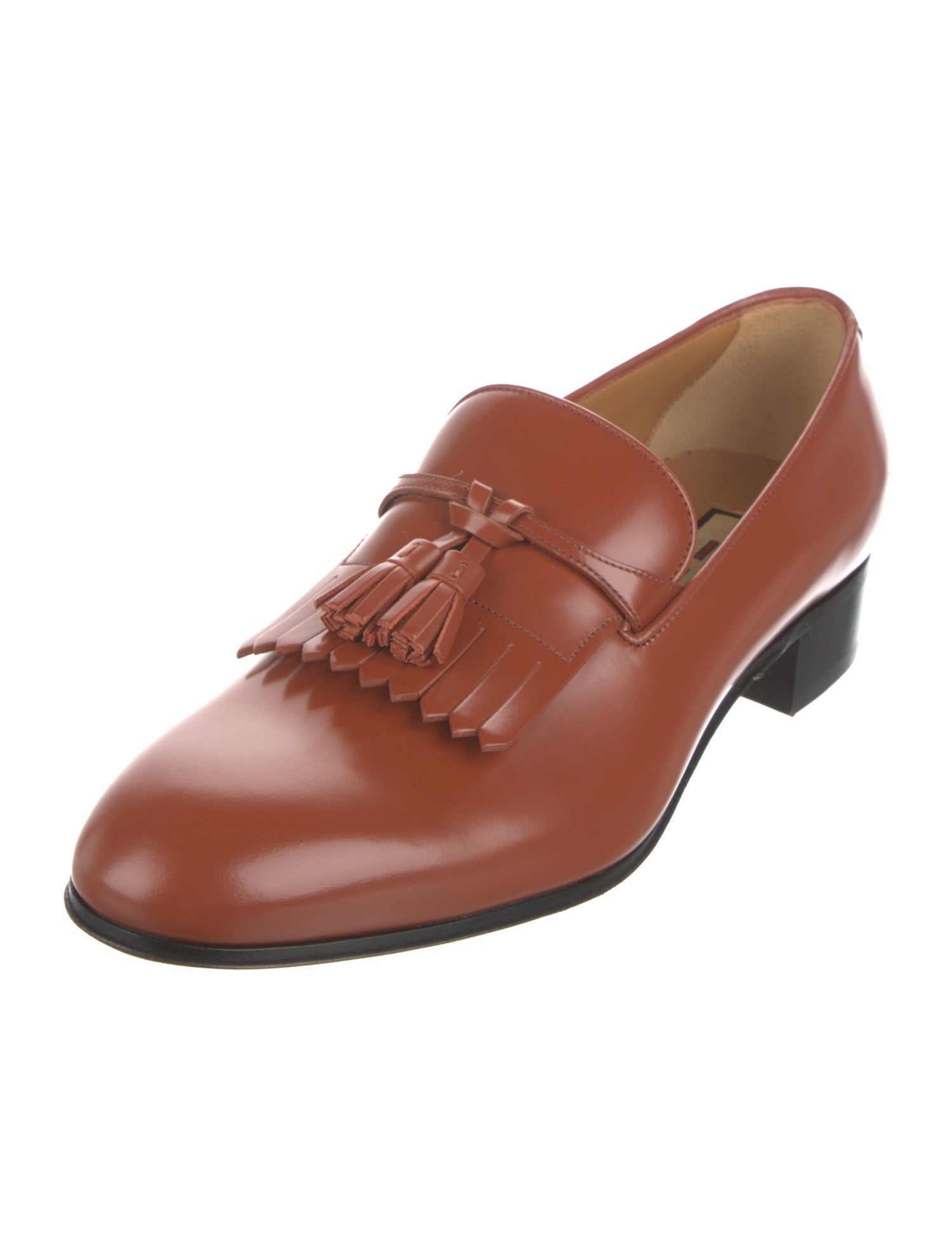Gucci Leather Tassel Accents Loafers