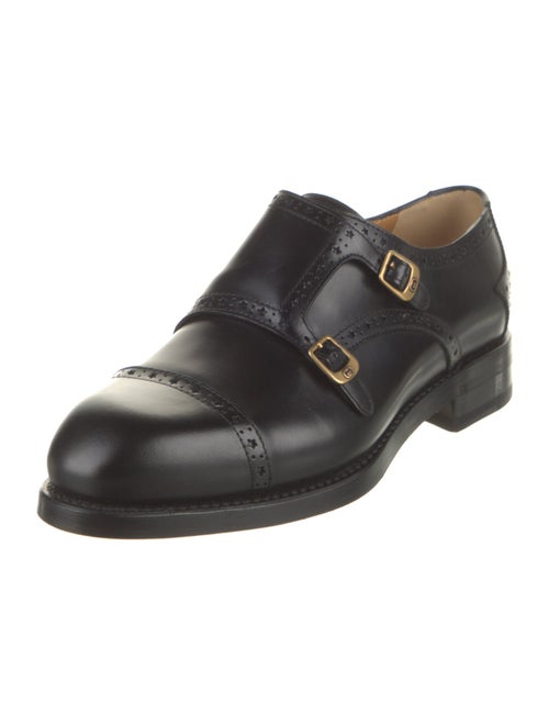 Gucci Interlocking G Logo Leather Monk Straps