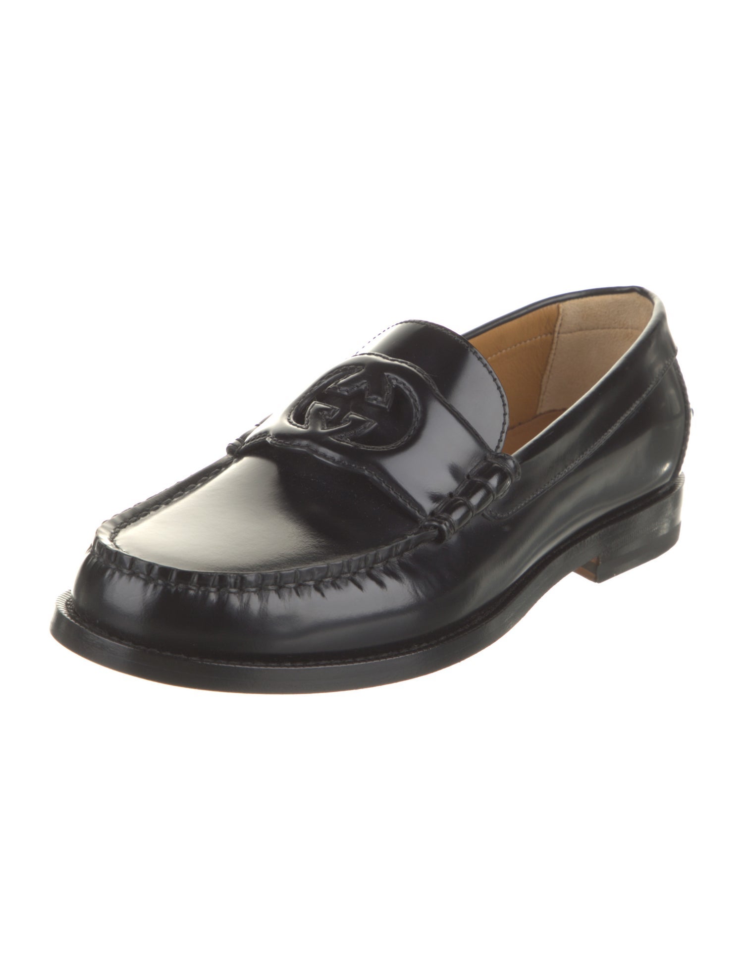 Gucci Interlocking G Logo Leather Dress Loafers