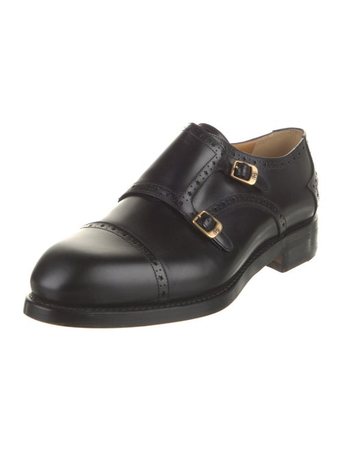 Gucci Interlocking G Logo Leather Monk Straps