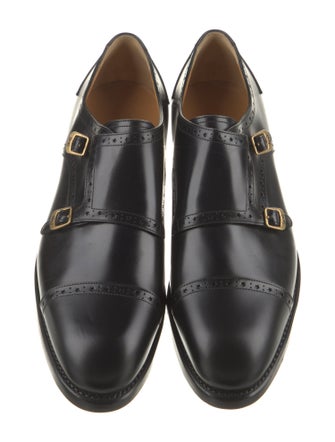 Gucci Interlocking G Logo Leather Monk Straps
