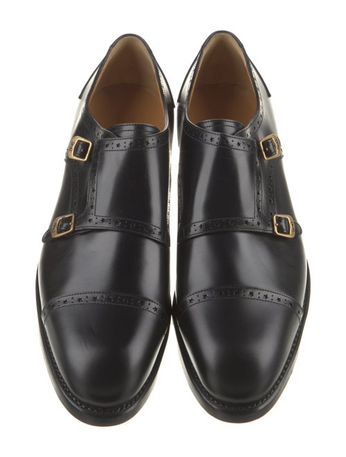 Gucci Interlocking G Logo Leather Monk Straps
