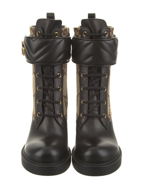 Gucci Leather Printed Combat Boots