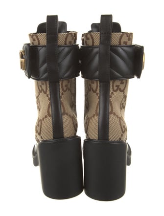 Gucci Leather Printed Combat Boots