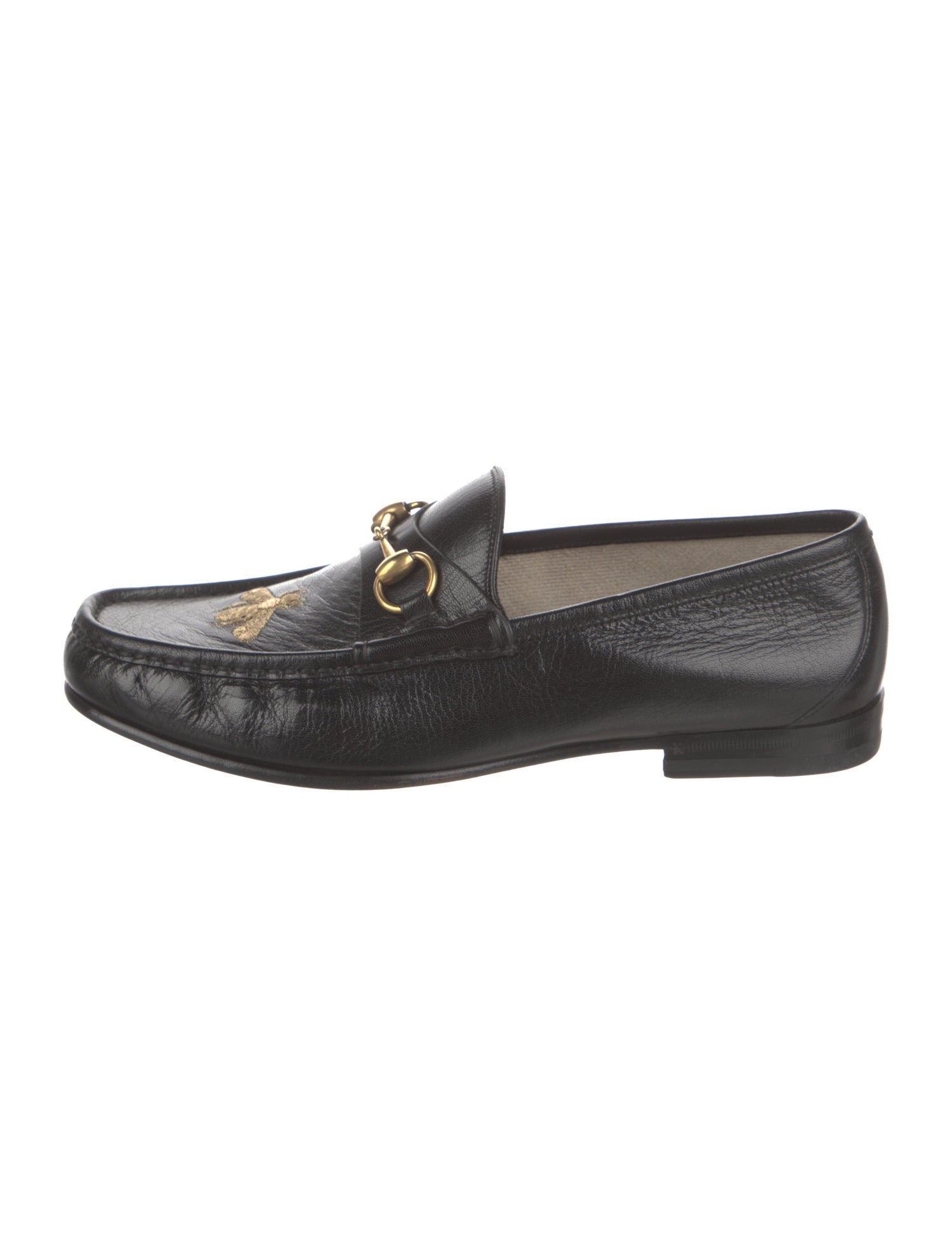 Gucci Leather Embroidered Accent Loafers