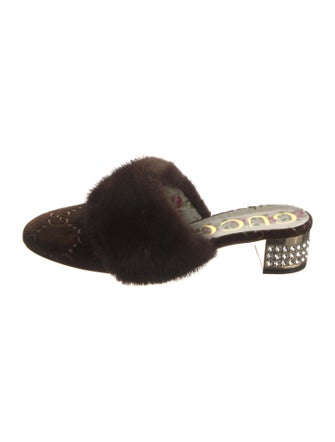 Gucci Velvet Crystal Embellishments Mules