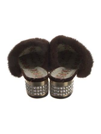 Gucci Velvet Crystal Embellishments Mules