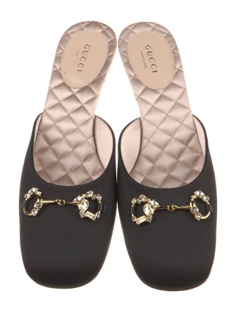 Gucci Satin Crystal Embellishments Mules