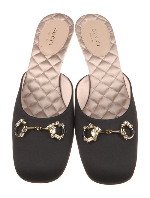 Gucci Satin Crystal Embellishments Mules