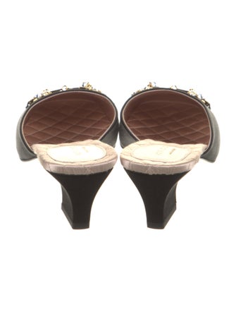 Gucci Satin Crystal Embellishments Mules