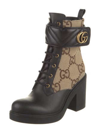 Gucci Canvas Printed Combat Boots
