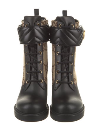Gucci Canvas Printed Combat Boots