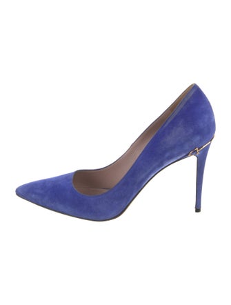 Gucci Hasler Horsebit Accent Suede Pumps