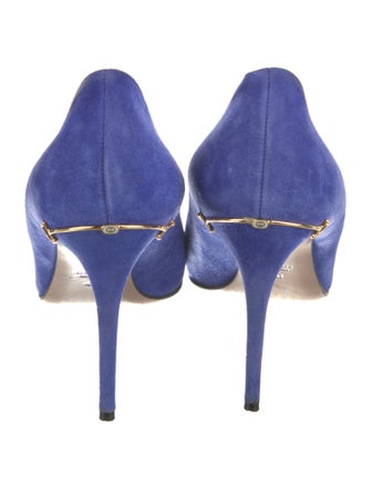 Gucci Hasler Horsebit Accent Suede Pumps