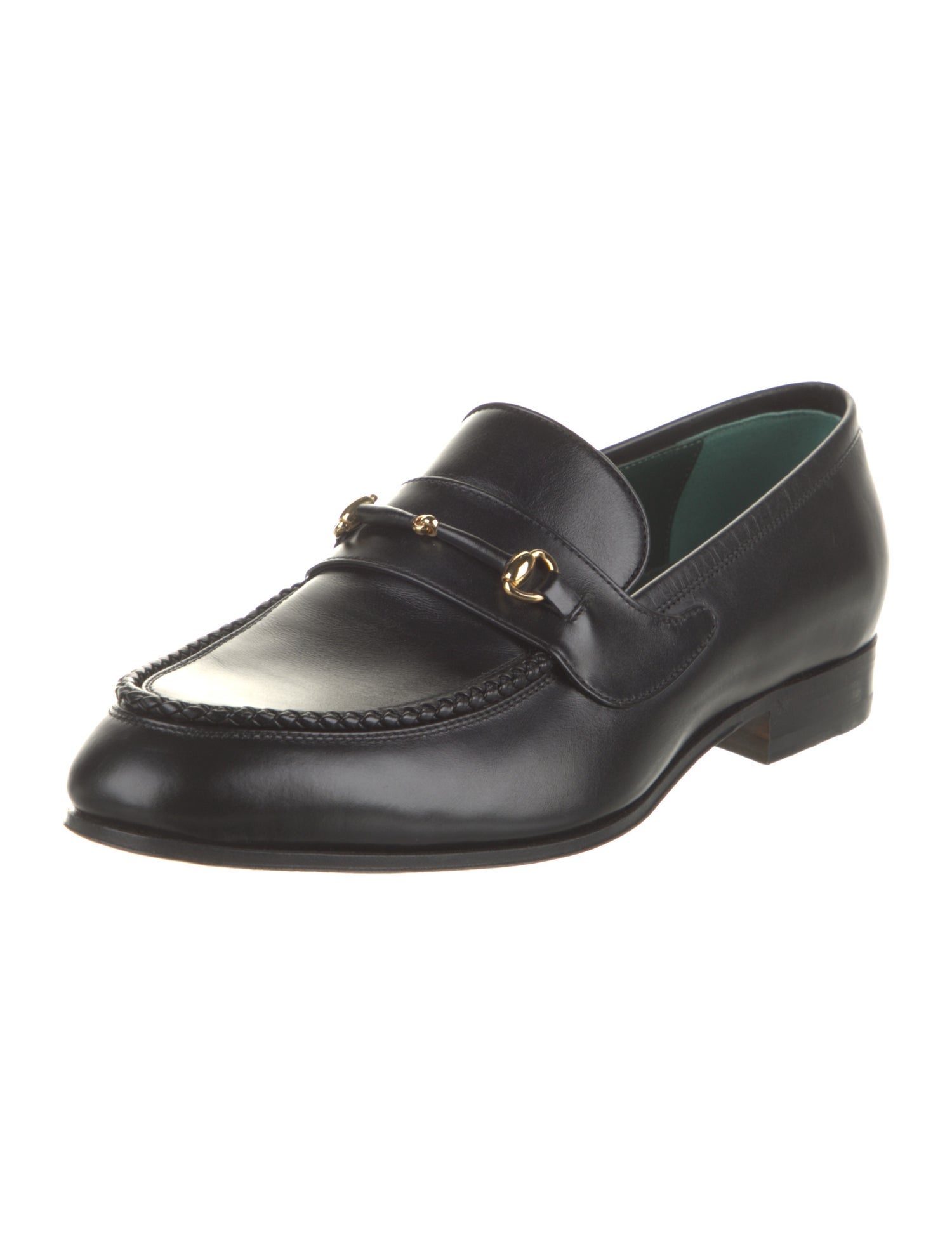 Gucci Leather Braided Accents Dress Loafers