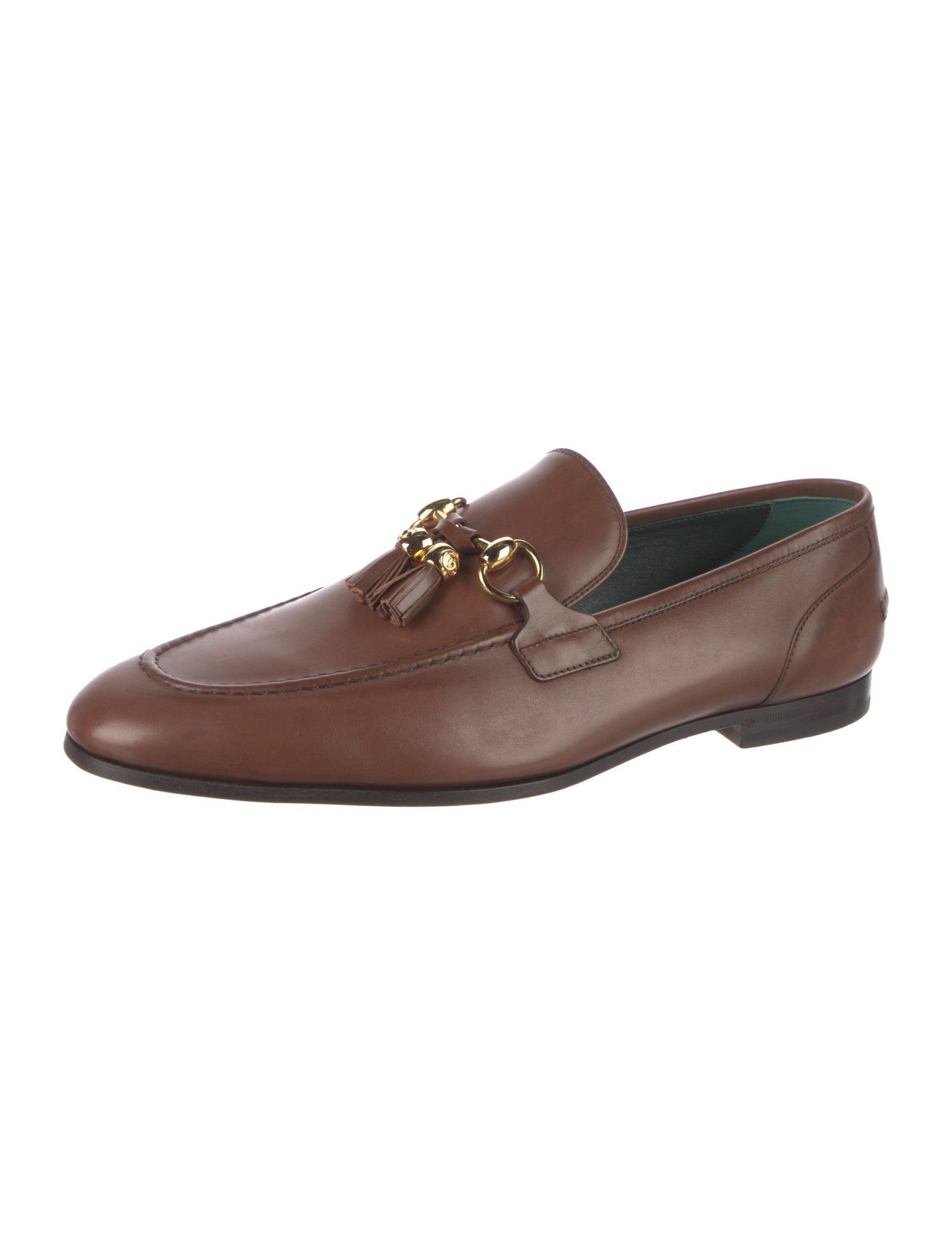 Gucci Leather Tassel Accents Dress Loafers