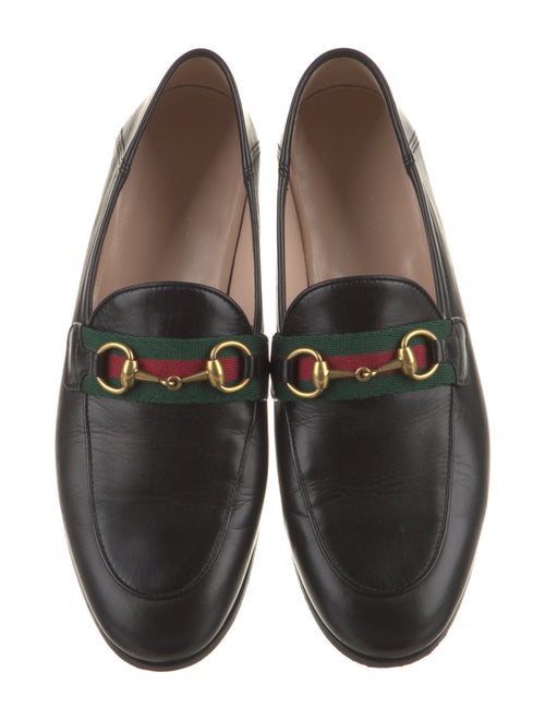 Gucci Web Accent Leather Loafers