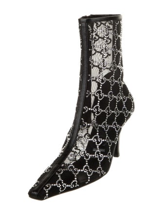 Gucci Leather Mesh Accents Boots