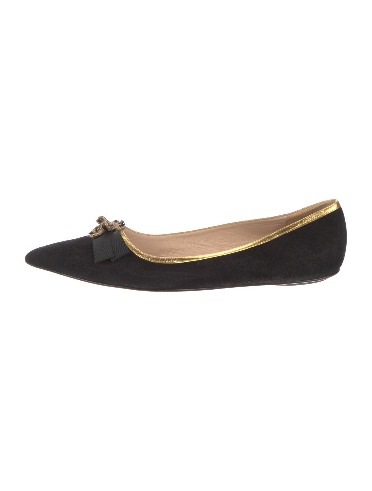 Gucci Bee Accent Suede Ballet Flats
