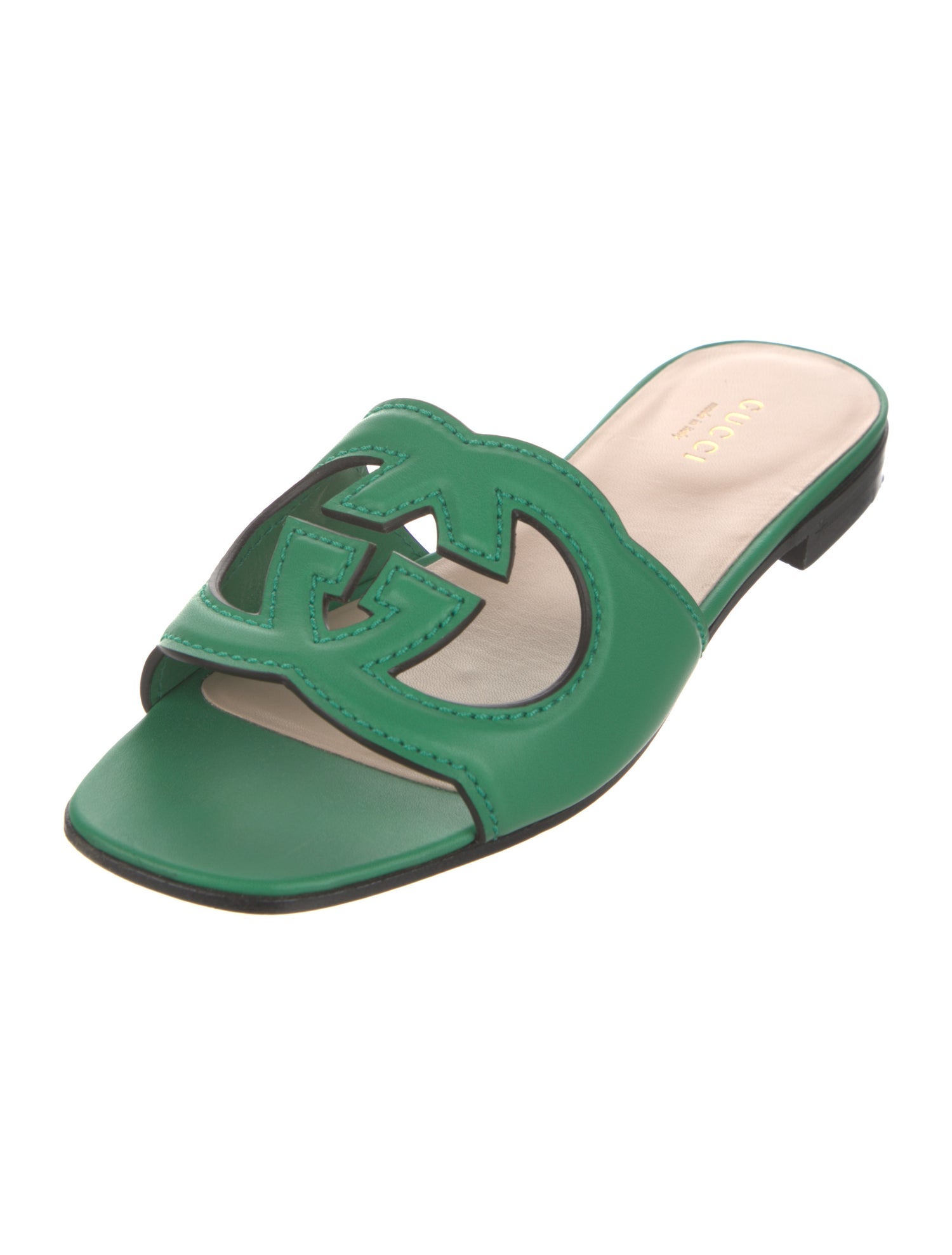 Gucci Interlocking G Logo Leather Slides