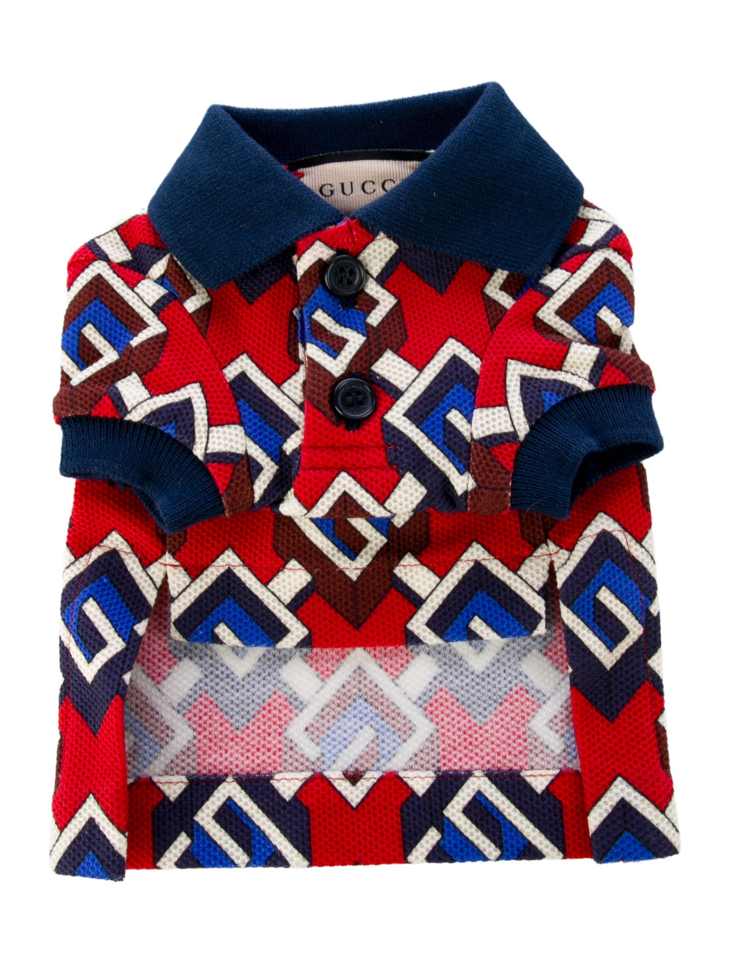 Gucci Cotton Pet GG Geometric Polo Shirt