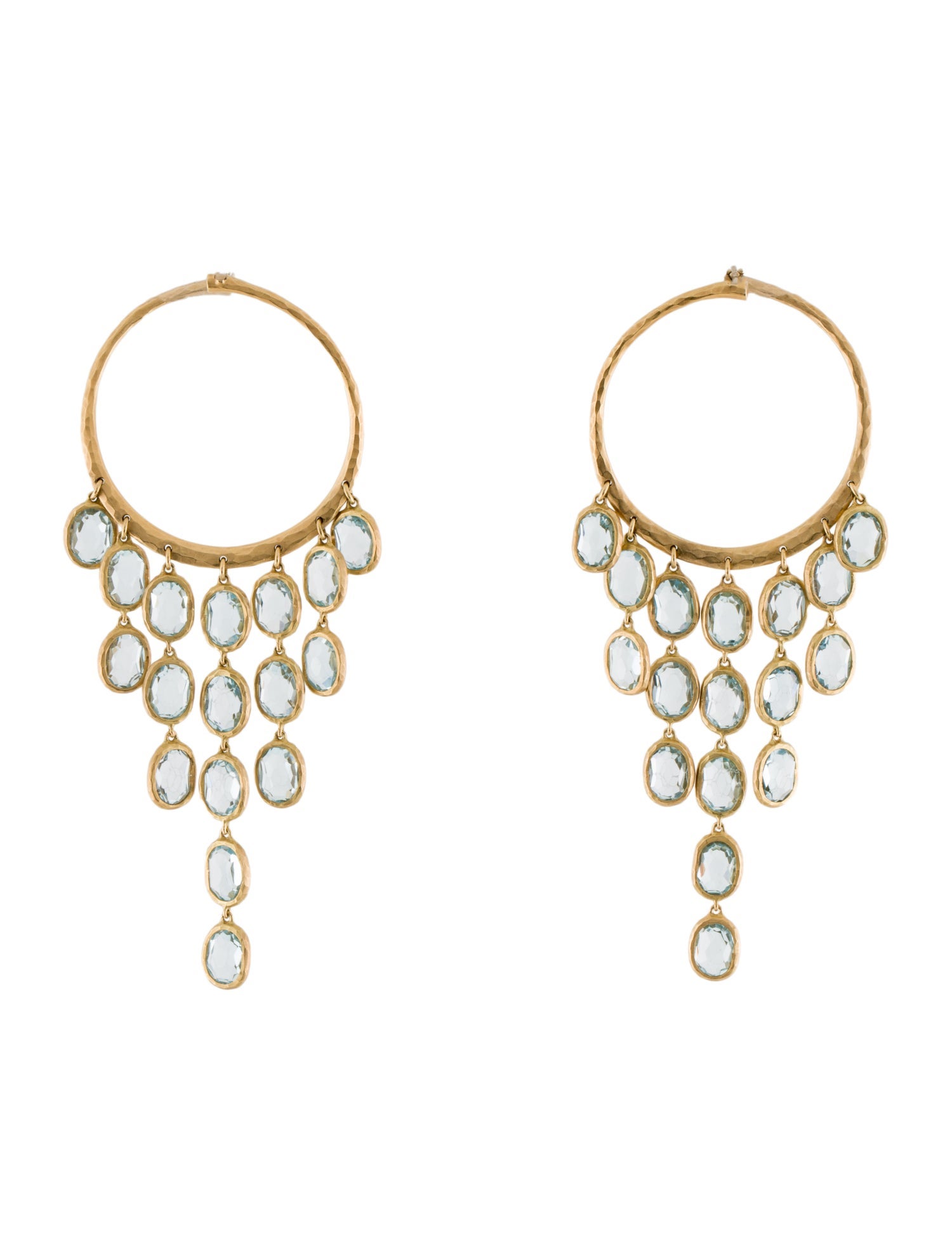 Gucci 18K Hammered Topaz Chandelier Earrings