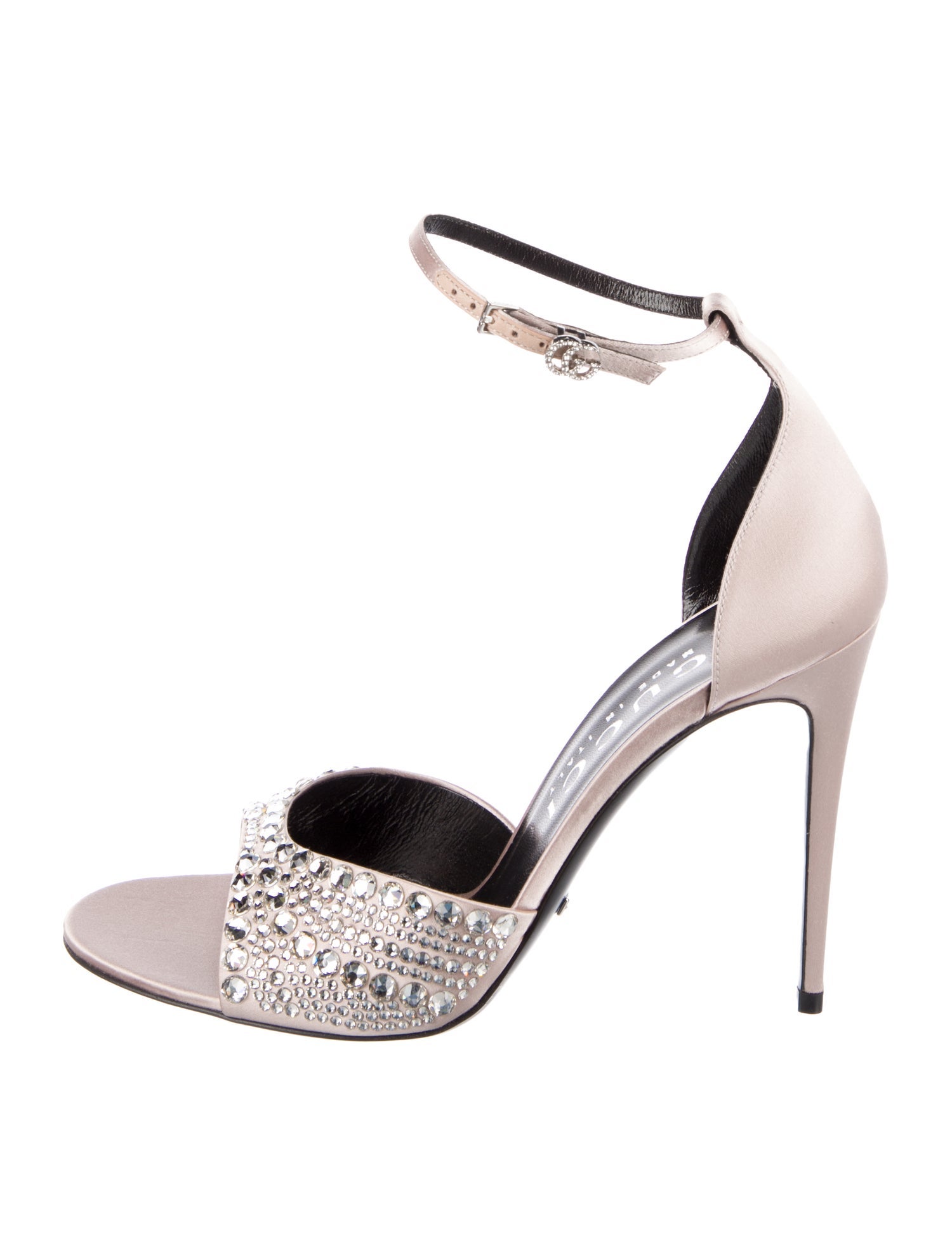 Gucci Satin Crystal Embellishments Sandals