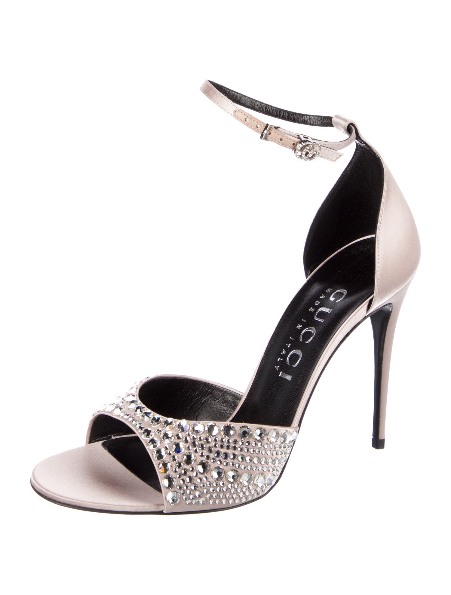 Gucci Satin Crystal Embellishments Sandals