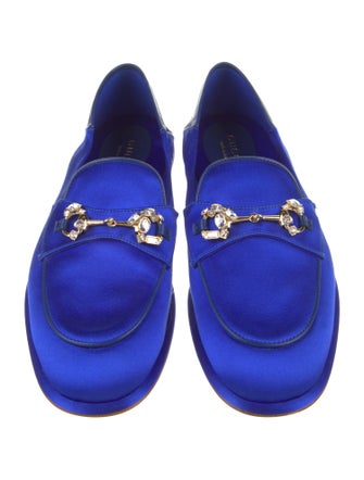 Gucci Leather Crystal Embellishments Loafers