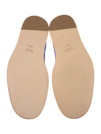 Gucci Leather Crystal Embellishments Loafers