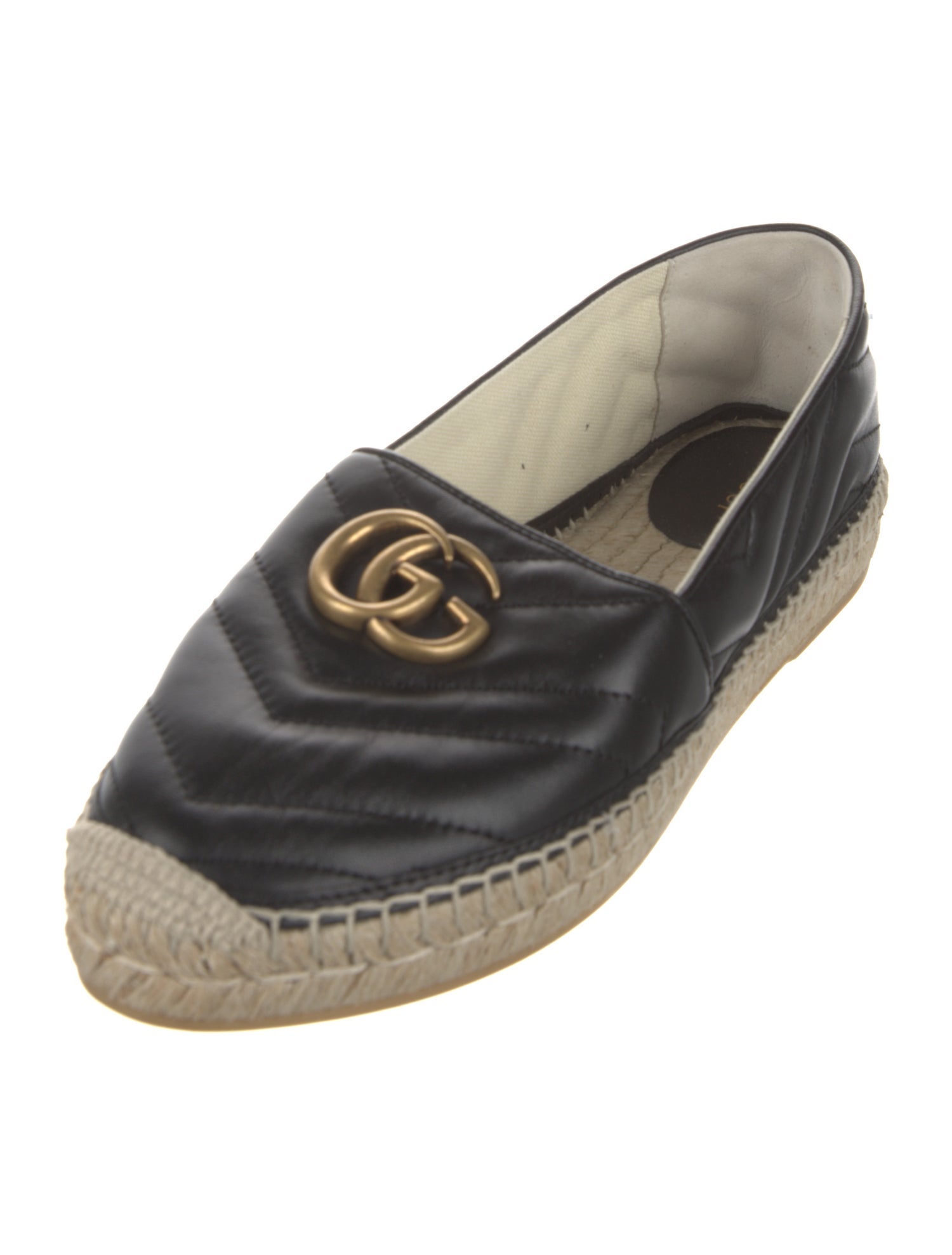 Gucci Double G Logo Leather Espadrilles