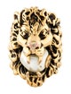 Gucci Faux Pearl Lion Head Ring