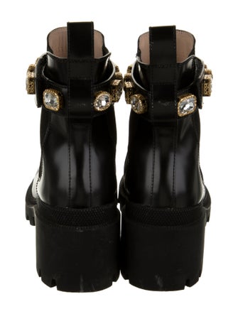 Gucci Double G Logo Leather Combat Boots