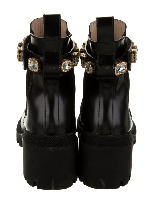 Gucci Double G Logo Leather Combat Boots