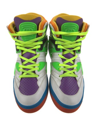 Gucci Leather Printed Wedge Sneakers