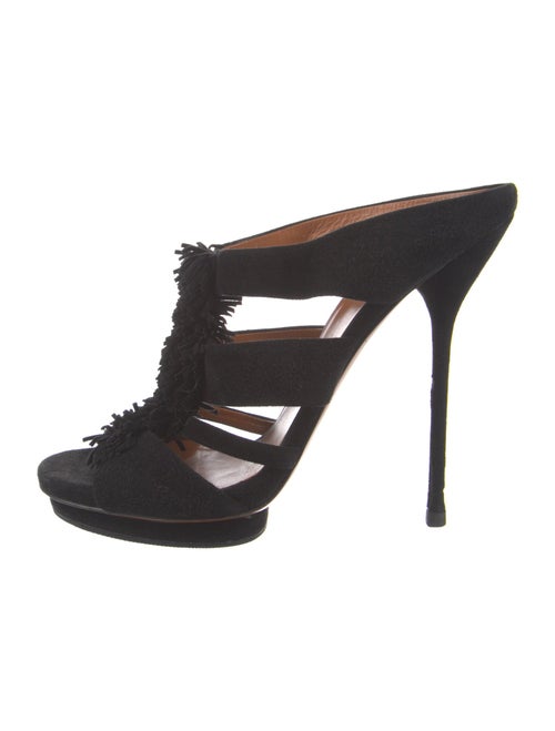 Gucci Suede Fringe Trim Accent Slides