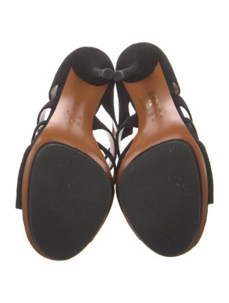 Gucci Suede Fringe Trim Accent Slides