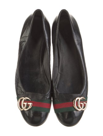 Gucci Web Accent Patent Leather Ballet Flats