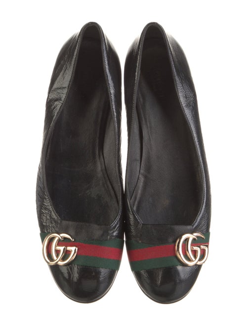 Gucci Web Accent Patent Leather Ballet Flats