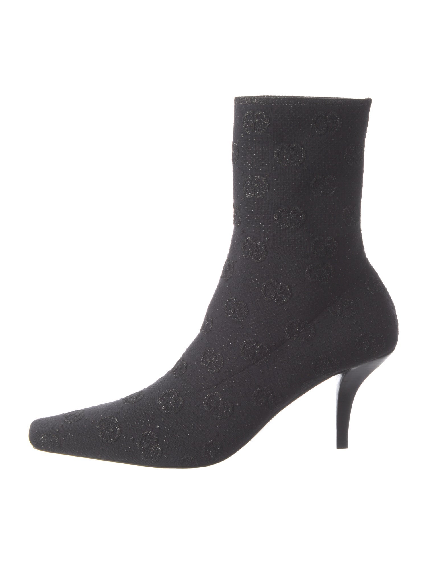 Gucci Leather Glitter Accents Sock Boots