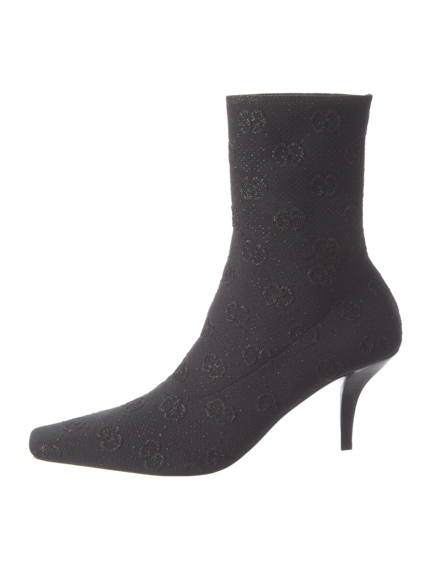 Gucci Leather Glitter Accents Sock Boots